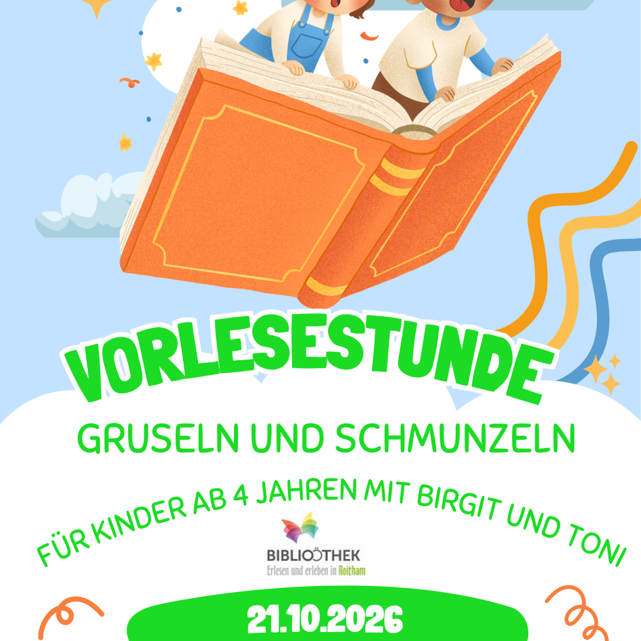 Plakat Vorlesestunde für Kinder